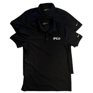 (2) Nike Golf Dri-FIT Polo Shirt Men's Medium Black Short‎ Sleeve